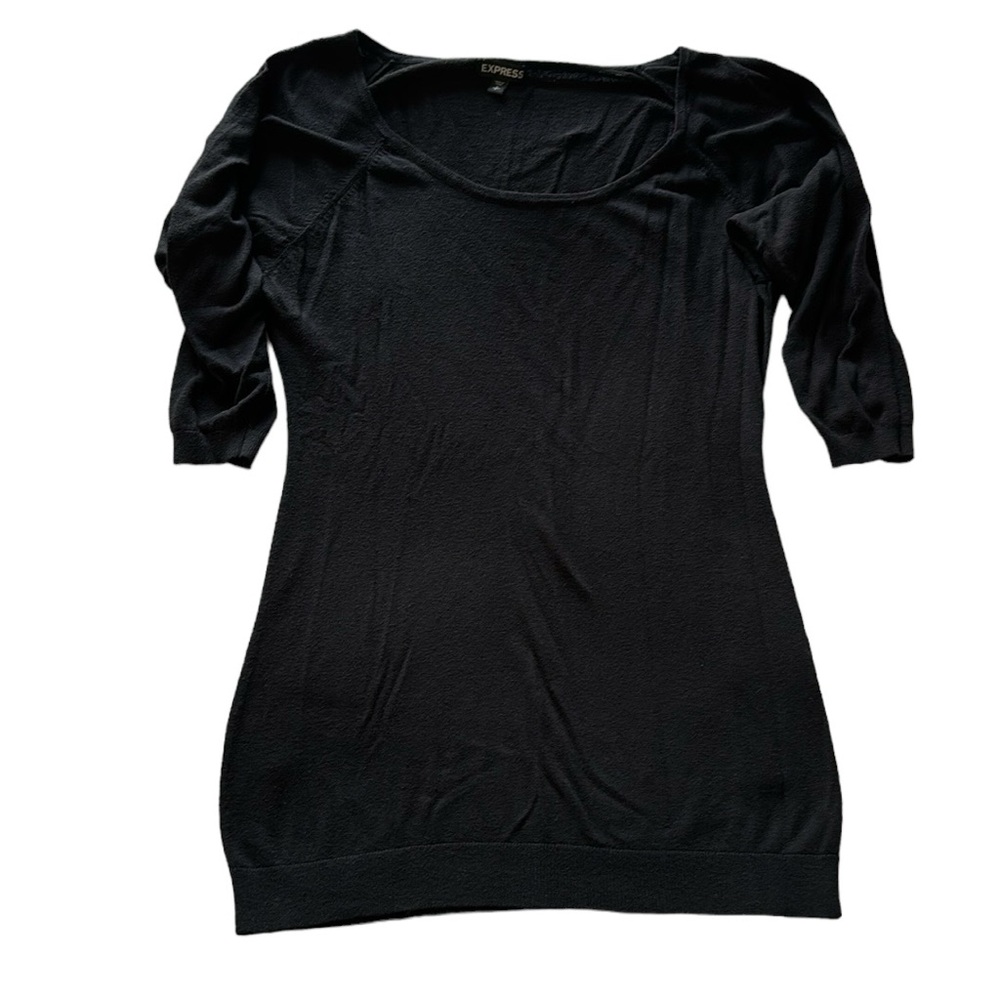 Express Black Fitted Sweater with Cold Shoulder Half Sleeves